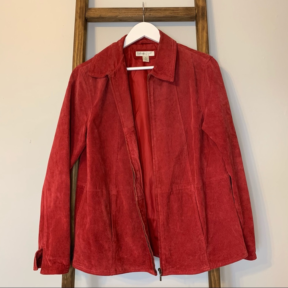 Vintage Suede Leather Zip Up Jacket
